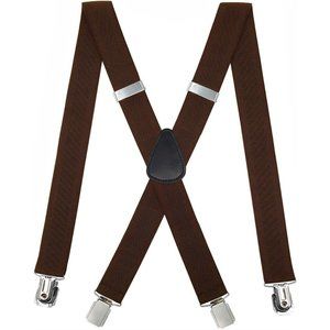2Inch Elastic Men's suspenders, Heavy Duty Suspenders For Men - Coffee